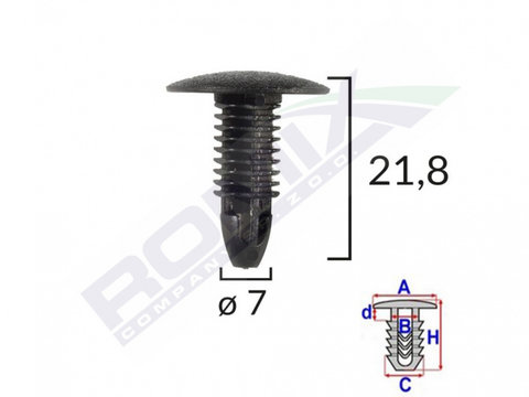 Clips Tapiterie Pentru Honda/hyundai/toyota 7x21.8mm - Negru Set 10 Buc Romix A175047C-RMX