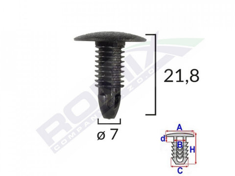 CLIPS TAPITERIE PENTRU HONDA/HYUNDAI/TOYOTA 7X21.8MM - NEGRU SET 10 BUC