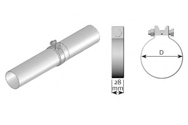 Colier, sistem de esapament VW LT II platou / sasiu (2DC, 2DF, 2DG, 2DL, 2DM) (1996 - 2006) DINEX 99565 piesa NOUA