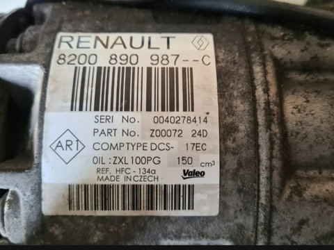 Compresor AC Renault Laguna III 2.0 dci 2006-Prezent cod motor M9R cod compresor clima 8200890987