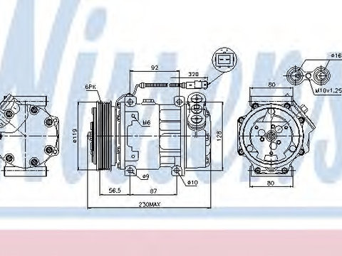 Compresor aer conditionat 89047 NISSENS pentru Peugeot 406 Peugeot 206 Peugeot 607 CitroEn C5 Peugeot 806 Peugeot 807 CitroEn C8