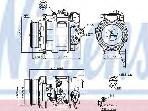 Compresor aer conditionat 89090 NISSENS pentru Mercedes-benz Sprinter Mercedes-benz Viano Mercedes-benz S-class Mercedes-benz Cl-class Mercedes-benz G-class Mercedes-benz Gl-class Mercedes-benz M-class Mercedes-benz E-class Mercedes-benz Sl Mercedes-