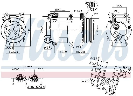 Compresor aer conditionat 89327 NISSENS pentru Ford Focus Volvo S40 Volvo V50 Volvo C30 Ford C-max