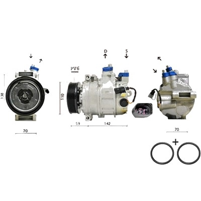 Compresor aer conditionat AUDI A3 8P1 2003->2012, A3 Sportback 8PA 2004->2013, Q3 8UB; 8UG 2011->2018, TT 8J3 2006->2014, TT Roadster 2007->2017, A3 8V1; 8VK 2012->2017, A3 8VS; 8VM SEDAN 2013->2020, A3 Cabriolet 8V7; 8VE 2013->, A3 Sportback 8VA; 8V