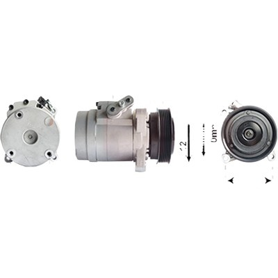 Compresor aer conditionat CHEVROLET CAPTIVA C100 2006-> pentru 2.4 LPG 4WD, perioada 2007 2008 2009 2010 2011 PIESA NOUA pana la an de fabricatie 02/2011, diametru admisie mm 17,7, Diametru evacuare mm 11,8, diametru fulie mm 121, cod compresor SP17