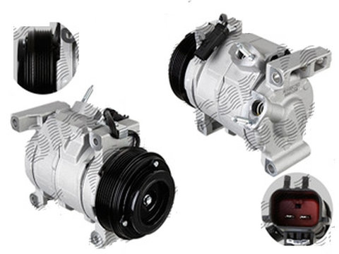 Compresor aer conditionat Chrysler Grand Voyager, 2008-2015, Lancia Voyager, 2011-2016, motorizare 2.8 CRD 120kw, diesel, rola curea 110 mm, 6 caneluri, de tip Denso: 10SR17C