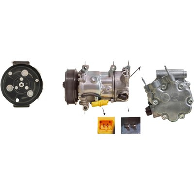 Compresor aer conditionat CITROEN C4 COUPE 2004->2013, C4 1 LC 2004->2012, C3 Picasso 2009->, C5 3 Sedan RD 2008->, DS3 2009->2015 pentru 1.6 VTi 120, perioada 2008 2009 2010 2011 2012 2013 2014 2015 PIESA NOUA diametru admisie mm 14,4, Diametru evac