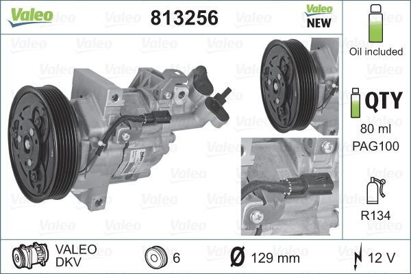 Compresor aer conditionat # Dacia Logan 2010 2011 2012 2013 2014 2015 2016 2017 2018 2019 2020 2021 2022 2023 2024 2025 # 813256 # VALEO