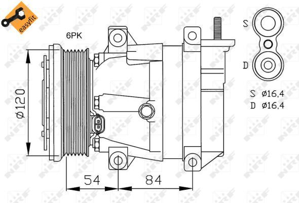 Compresor aer conditionat ~ Daewoo Lacetti 2004 2005 2006 2007 2008 2009 2010 2011 2012 2013 2014 2015 2016 2017 2018 2019 2020 2021 2022 2023 2024 ~ 32484 ~ NRF