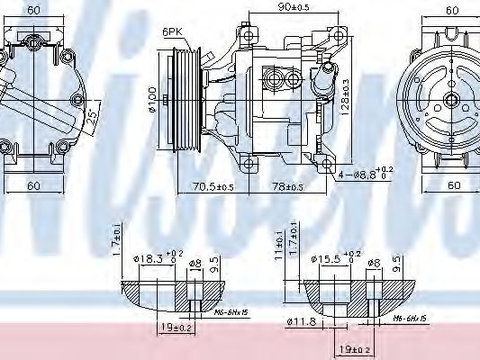 Compresor aer conditionat FIAT 500 C (312) (2009 - 2016) NISSENS 89324