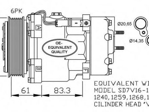 Compresor aer conditionat FIAT SCUDO Combinato (220P) (1996 - 2006) NRF 32198