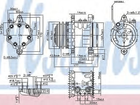 Compresor aer conditionat FIAT SEICENTO / 600 (187) (1998 - 2010) NISSENS 89691