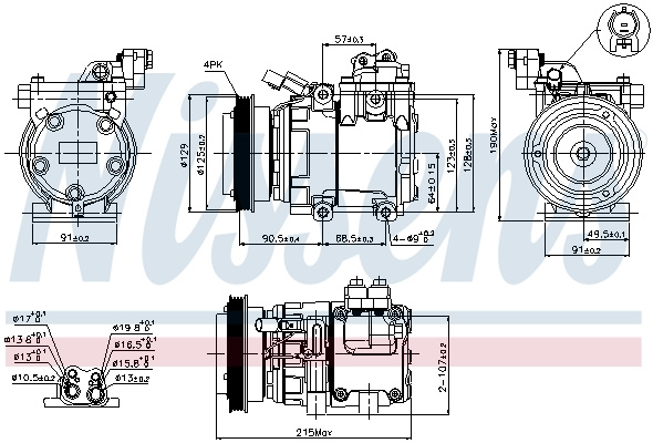 Compresor aer conditionat ~ Hyundai Lantra 1995 1996 1997 1998 1999 2000 ~ 89082 ~ NISSENS