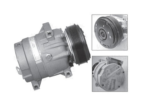 Compresor aer conditionat Nissan Interstar, 2002-2010, motorizare 1.9 dci, 60kw, 2.2 dci, 66kw, 2.5 dci, 73/74/85kw, diesel, rola curea 123 mm, 6 caneluri, tip Delphi/Harrison: V5