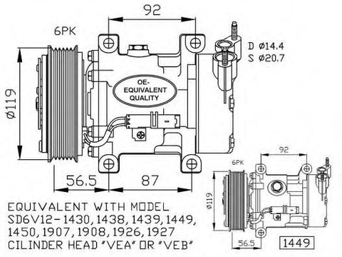 Compresor aer conditionat PEUGEOT 106 Van (1_) (1991 - 2001) NRF 32227