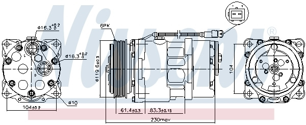 Compresor aer conditionat # Peugeot 406 1995 1996 1997 1998 1999 2000 2001 2002 2003 2004 # 89055 # NISSENS