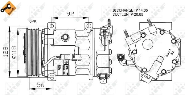 Compresor aer conditionat # Peugeot 407 2005 2006 2007 2008 2009 2010 2011 2012 2013 2014 2015 2016 2017 2018 2019 2020 2021 2022 2023 2024 2025 # 32240 # NRF