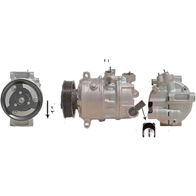 Compresor aer conditionat SKODA RAPID 2011->2019 pentru 1.2 LPG, perioada 2012 2013 2014 2015 PIESA NOUA diametru admisie mm 28,4, Diametru evacuare mm 15,5, diametru fulie mm 110, cod compresor PXE14