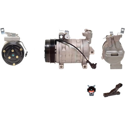 Compresor aer conditionat SUBARU IMPREZA 2007->2015 pentru 1.5, perioada 2008 2009 2010 2011 2012 2013 PIESA NOUA diametru admisie mm 21,4, Diametru evacuare mm 15,6, diametru fulie mm 100, cod compresor DKV10R