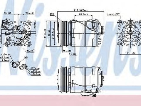 Compresor aer conditionat VOLVO 850 combi (LW) (1992 - 1997) NISSENS 89249