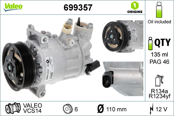 Compresor aer conditionat # Vw Jetta 2010 2011 2012 2013 2014 2015 2016 2017 2018 2019 2020 2021 2022 2023 2024 2025 # 699357 # VALEO