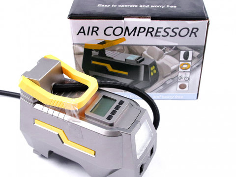 Compresor aer PREMIUM cu manometru digital 12V. ERK AL-270721-23