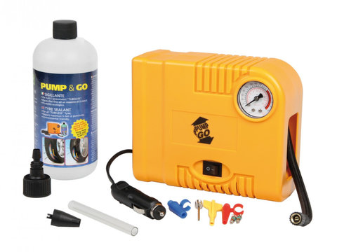 Compresor aer PumpGo 12V si kit etansare pneuri