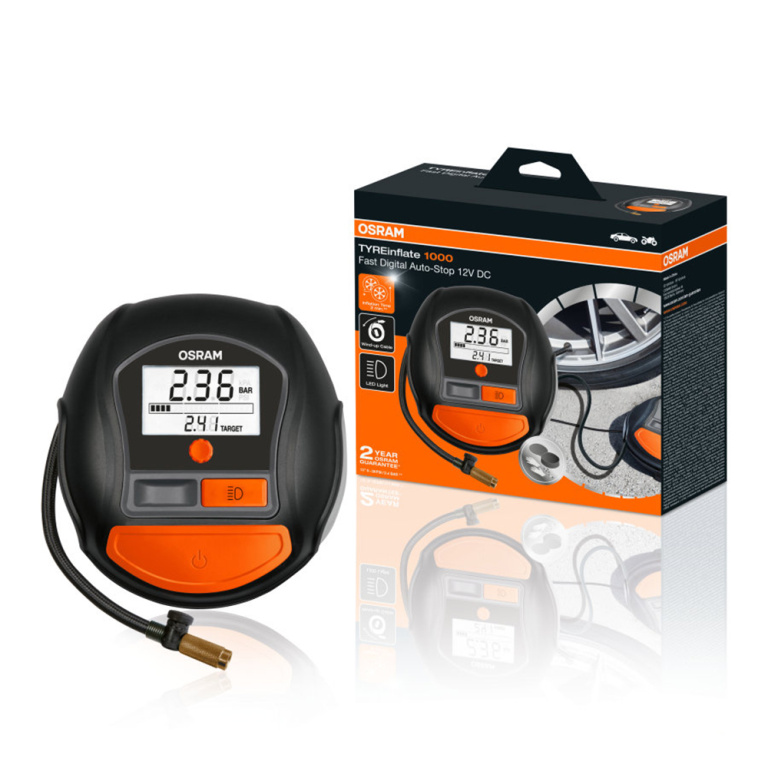 COMPRESOR AUTO 12V 180 W CU AFISAJ DIGITAL TYREINFLATE 1000 OSRAM