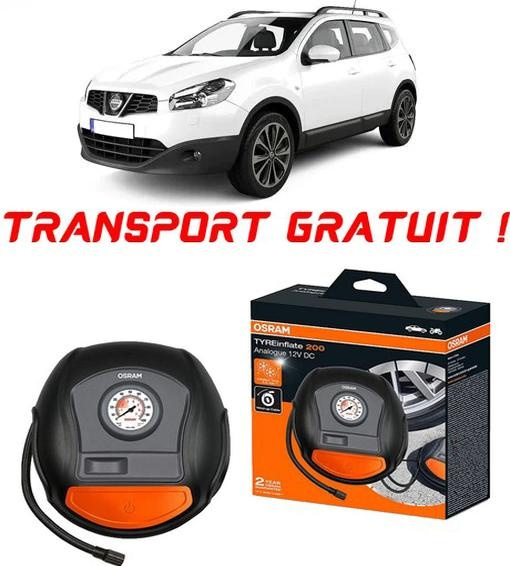 Compresor Auto Osram Tyreinflate 200 cu afisaj analogic 12V compatibil cu Nissan Qashqai II, Suv, fabricat din 02.2014 - 05.2021 pentru umflat cauciucuri, anvelope, roti OTSK4-02549-110