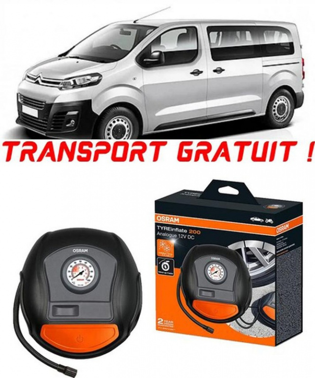 Compresor Auto Osram Tyreinflate 200 cu afisaj analogic 12V compatibil cu Citroen Jumpy II, Van, fabricat din 2007 - 2016, Rand 3 pentru umflat cauciucuri, anvelope, roti OTSK4-02549-300