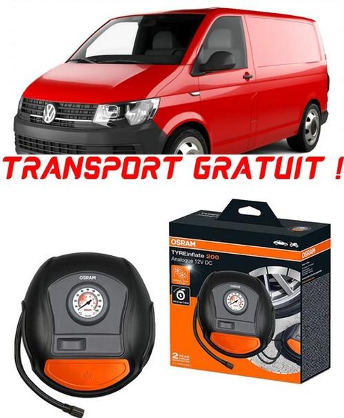 Compresor Auto Osram Tyreinflate 200 cu afisaj analogic 12V compatibil cu Volkswagen T6 fabricat din 06.2015 - 2019, Van pentru umflat cauciucuri, anvelope, roti OTSK4-02549-939