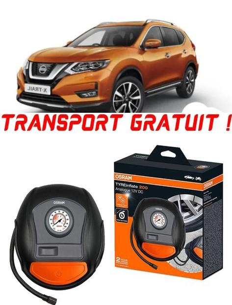 Compresor Auto Osram Tyreinflate 200 cu afisaj analogic 12V compatibil cu Nissan X-Trail T31, Suv, fabricat din 06.2007 - 07.2014 pentru umflat cauciucuri, anvelope, roti OTSK4-02549-423