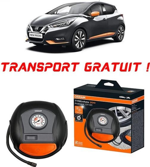 Compresor Auto Osram Tyreinflate 200 cu afisaj analogic 12V compatibil cu Nissan Micra K14, Hatchback, fabricat din 03.2017 - Prezent pentru umflat cauciucuri, anvelope, roti OTSK4-02549-38