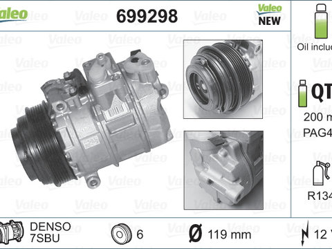 COMPRESOR CLIMA AC MERCEDES-BENZ CLK Convertible (A208) VALEO VAL699298 1998 1999 2000 2001 2002