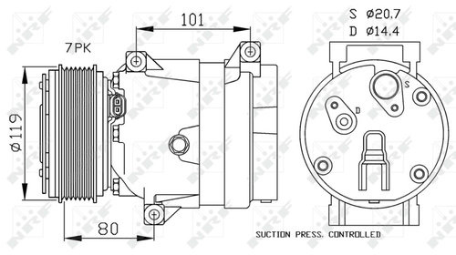 COMPRESOR CLIMA AC RENAULT TRAFIC II Platform/Chassis (EL) NRF NRF 32481 2001 2002 2003 2004 2005 2006