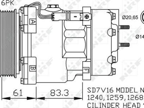 Compresor clima aer conditionat PEUGEOT 406 8B NRF 32198