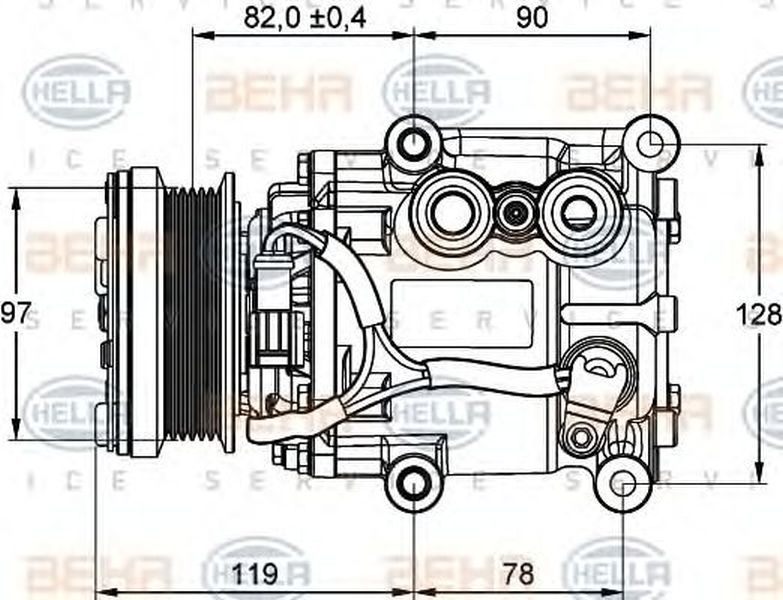 Compresor clima FORD FIESTA V JH JD HELLA 8FK 351 113-311