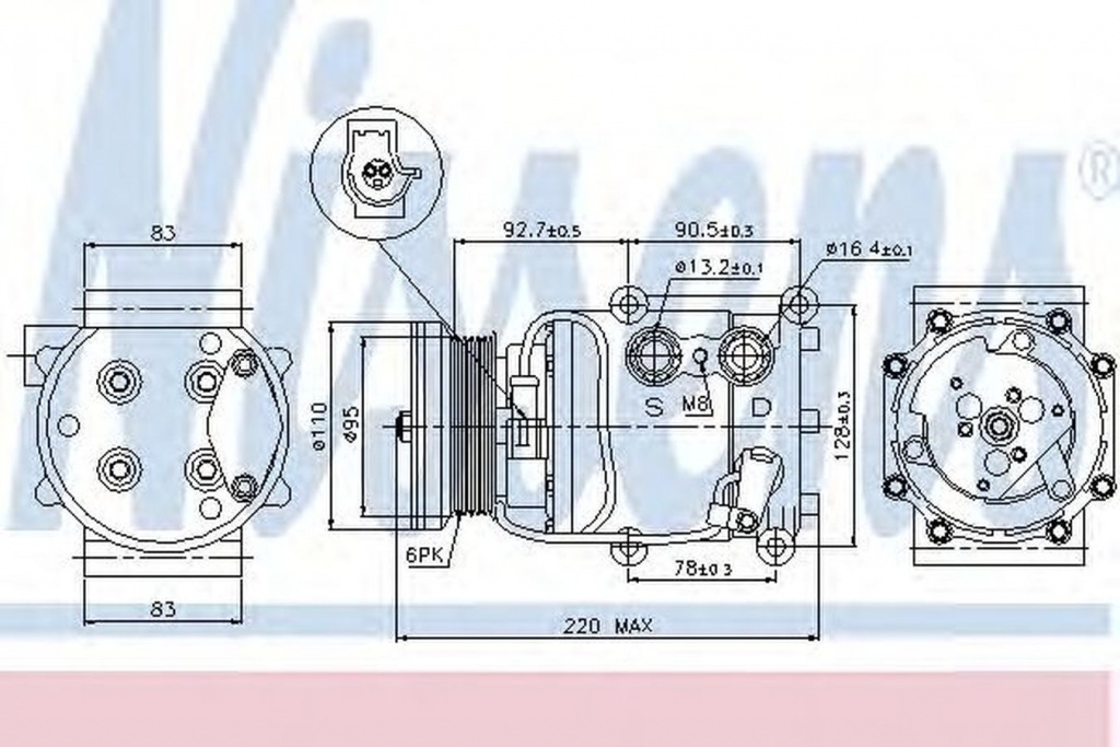 Compresor clima FORD TRANSIT CONNECT P65 P70 P80 NISSENS 89071