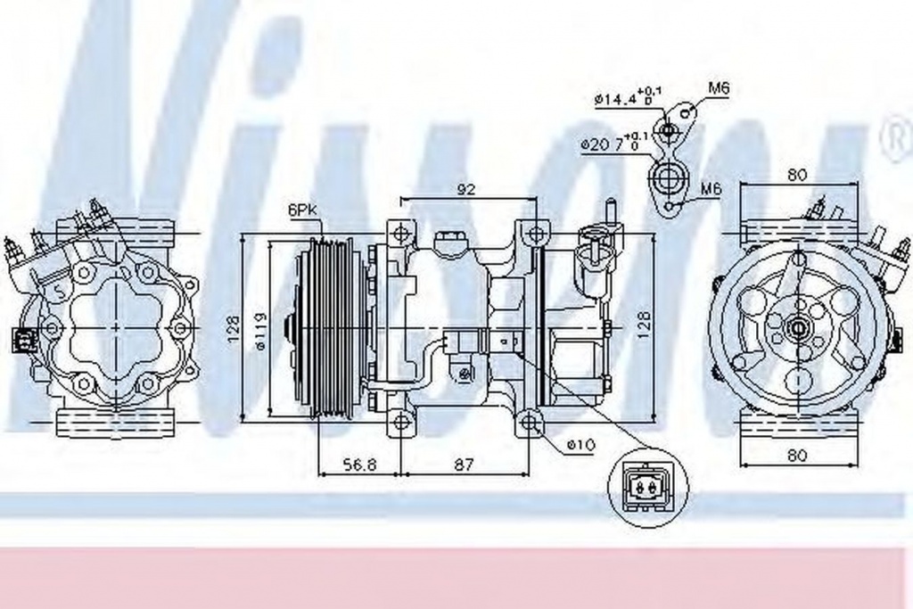 Compresor clima PEUGEOT 206 CC 2D NISSENS 89053
