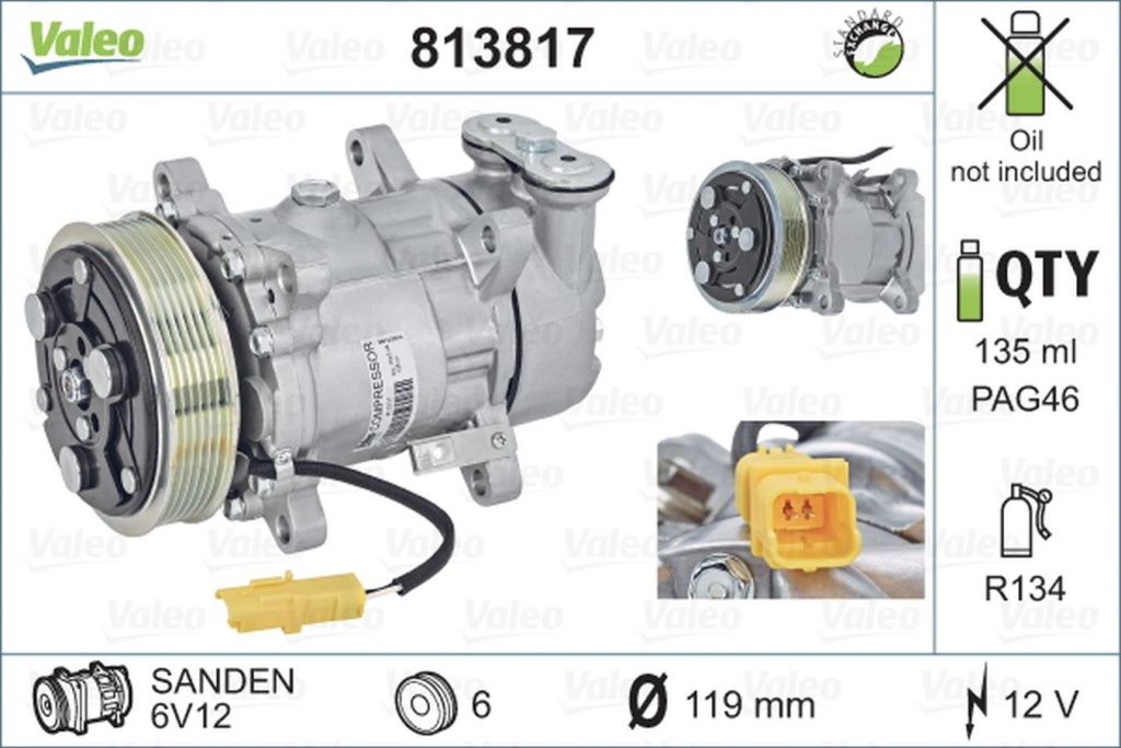 Compresor clima PEUGEOT 206 SW 2E K VALEO 813817