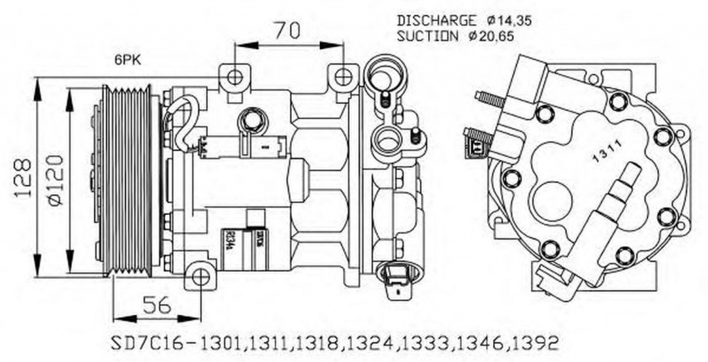 Compresor clima PEUGEOT 607 9D 9U NRF 32682G