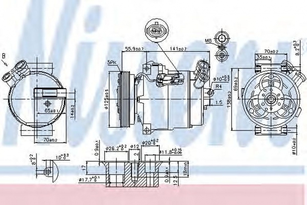 Compresor clima SAAB 9-3 combi YS3F NISSENS 89308