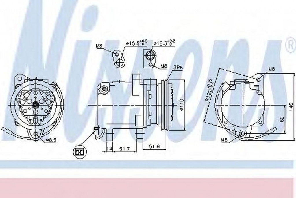 Compresor clima SMART FORTWO Cabrio 451 NISSENS 89163