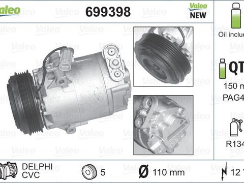 Compresor climatizare 699398 VALEO pentru Opel Corsa Opel Vita Opel Astra