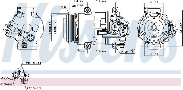 Compresor. climatizare Aer-conditioning compresor MERCEDES A W169 B SPORTS TOURER W245 2.0 d 09.04-06.12 MERCEDES-BENZ A-CLASS (W169), Hatchback, 09.2004 - 06.2012 Nissens 89089