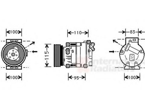 Compresor, climatizare ALFA ROMEO 145 (930), ALFA ROMEO 146 (930) - VAN WEZEL 1700K033