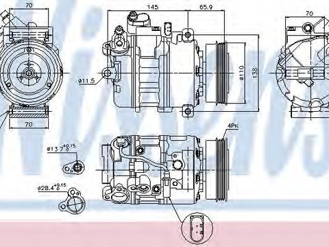 Compresor, climatizare AUDI A4 (8E2, B6) (2000 - 2004) NISSENS 89023 piesa NOUA