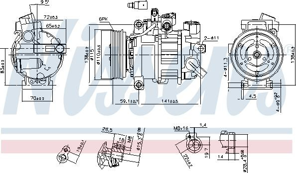 Compresor, climatizare AUDI A4 Allroad IV (8KH, B8), Turism, 04.2009 - 05.2016 Nissens 890551