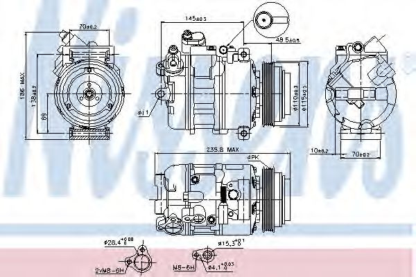 Compresor, climatizare BMW Seria 3 Cabriolet (E46) (2000 - 2007) NISSENS 89080 piesa NOUA