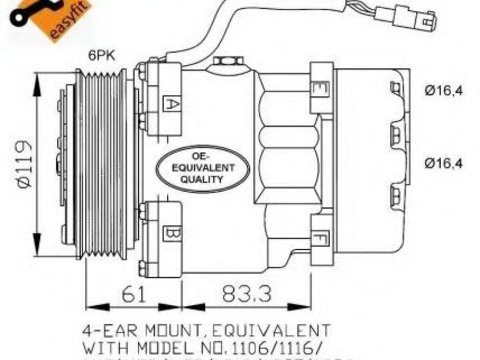 Compresor, climatizare FIAT SCUDO combinato (220P) (1996 - 2006) NRF 32040 piesa NOUA